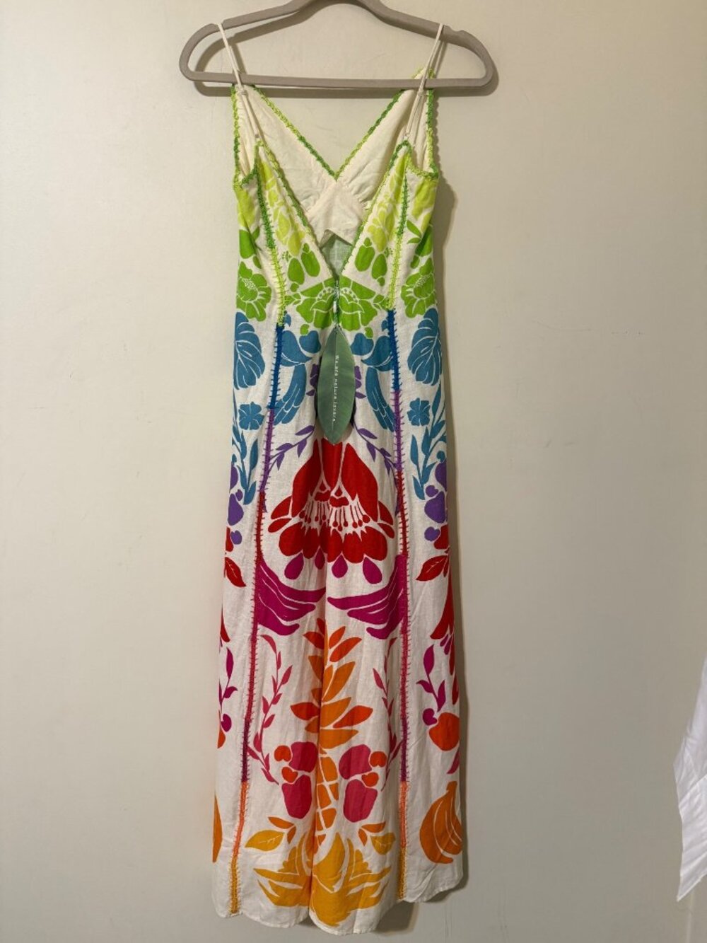 FARM Rio $265 Embroidered Tropical Rainbow Graphic Maxi Dress NWT XS - Picture 4 of 11